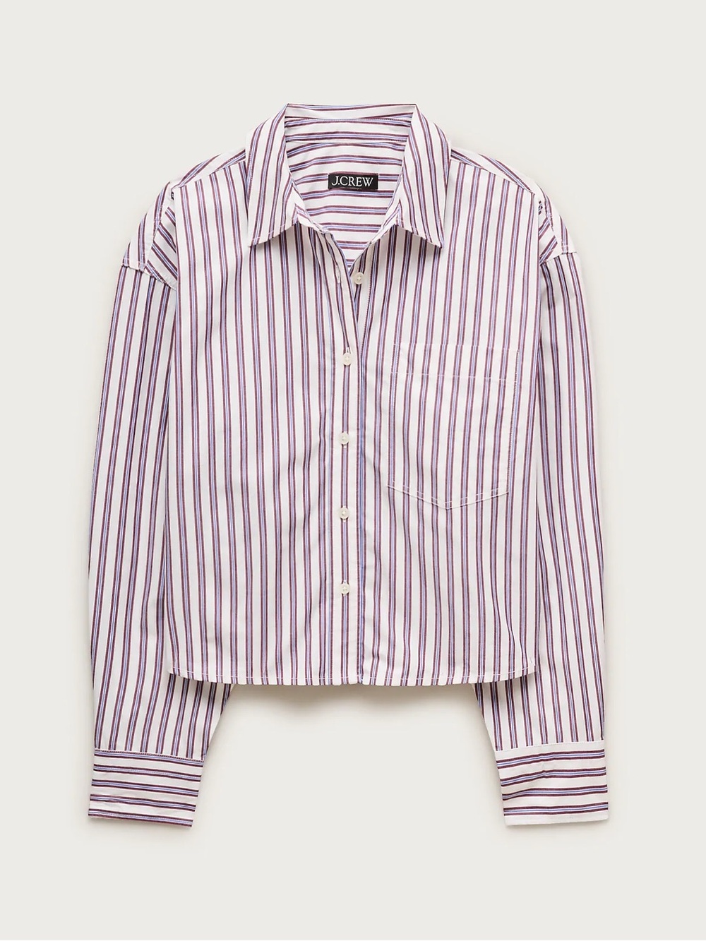 NWT J Crew Etienne Cropped Button Up Shirt in Striped Cotton Poplin - Picture 5 of 7